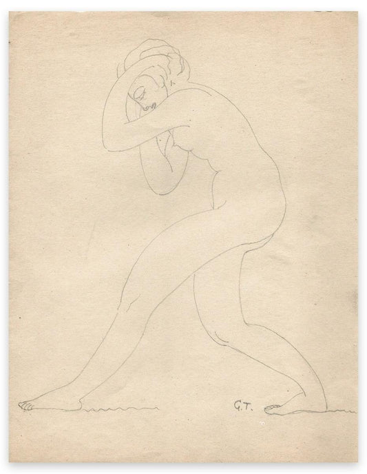 Georges-Henri Tribout, Standing Naked Woman, Drawing, Early 20th Century