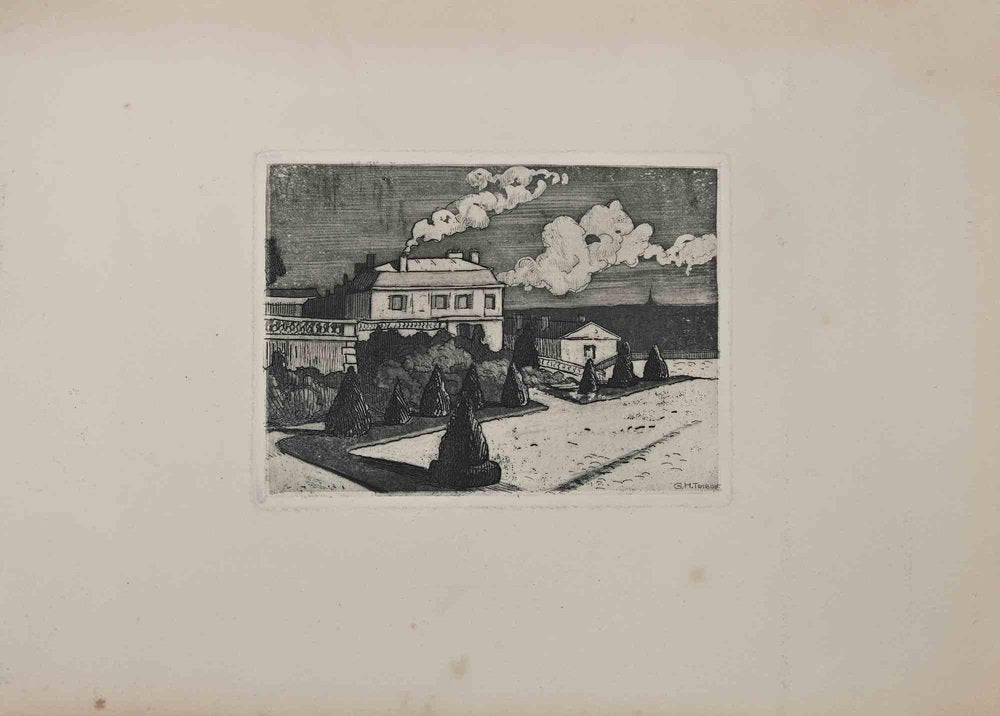 Georges-Henri Tribout, The Villa by the Sea, Original Etching, Early 20th-Century