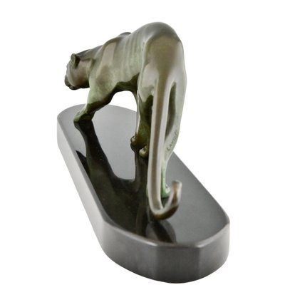 Georges Lavroff, Art Deco Panther Sculpture, 1925, Bronze & Marble-KTN-2028885