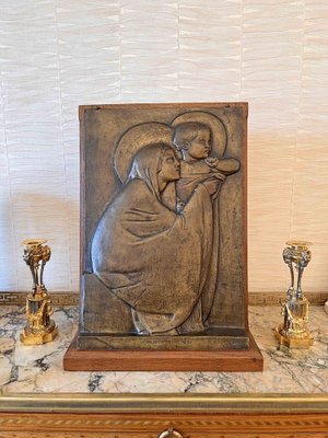 Georges Mathey, Large Bas Relief, 1912, Bronze & Oak-AWH-1371951