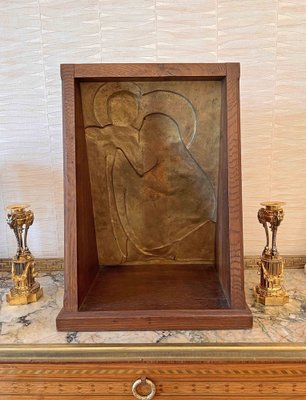 Georges Mathey, Large Bas Relief, 1912, Bronze & Oak-AWH-1371951