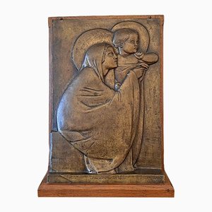 Georges Mathey, Large Bas Relief, 1912, Bronze & Oak-AWH-1371951