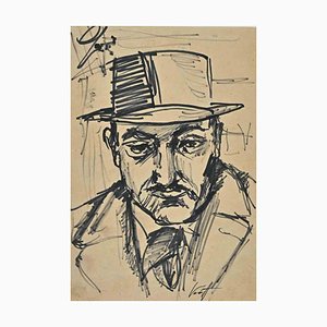 Georges Vernotte, Portrait, Original Pen Drawing, 1950s-ZCI-1335810