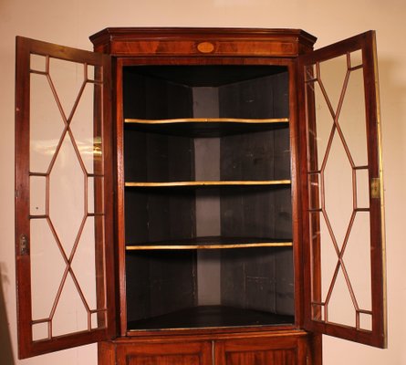 Georgian Corner Cabinet in Mahogany, 18th Century-HPU-953965