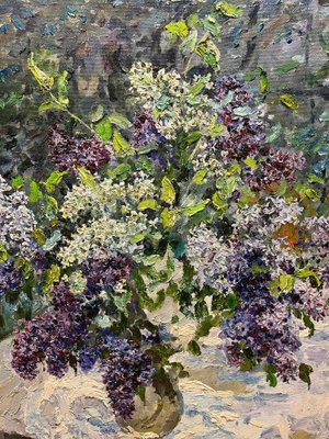 Georgij Moroz, Lilacs on the Table in the Garden, 1991, Oil on Canvas-QUE-1175759