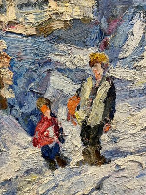 Georgij Moroz, March Sun, Mom and Son, Oil, 1998-QUE-1165797