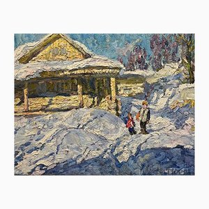 Georgij Moroz, March Sun, Mom and Son, Oil, 1998-QUE-1165797