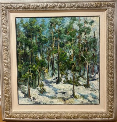 Georgij Moroz, Pines in the Snow, 2000, Oil Painting, Framed-QUE-1757393