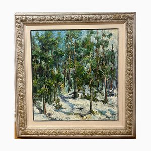 Georgij Moroz, Pines in the Snow, 2000, Oil Painting, Framed-QUE-1757393