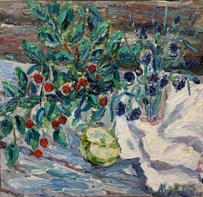 Georgij Moroz, Sour Cherries and Flowers, Oil, 2006-QUE-981145