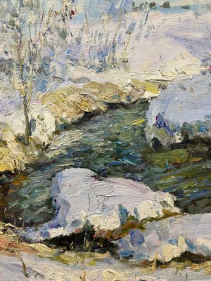 Georgij Moroz Stream Illuminated by the Sunwinter, Light, Snow Cm. 97 X 85 1999 1999-QUE-1165799