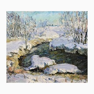 Georgij Moroz Stream Illuminated by the Sunwinter, Light, Snow Cm. 97 X 85 1999 1999-QUE-1165799