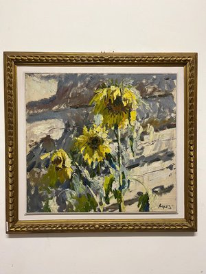 Georgij Moroz, Sunflowers, 1987, Oil on Canvas, Framed-QUE-1144522