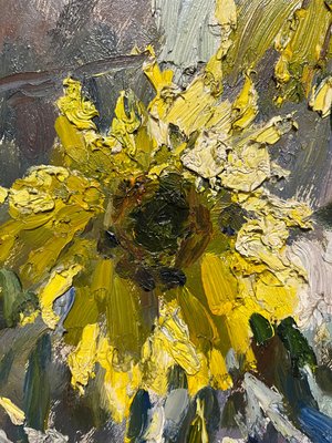 Georgij Moroz, Sunflowers, 1987, Oil on Canvas, Framed-QUE-1144522