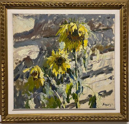 Georgij Moroz, Sunflowers, 1987, Oil on Canvas, Framed-QUE-1144522