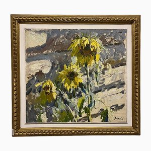 Georgij Moroz, Sunflowers, 1987, Oil on Canvas, Framed-QUE-1144522