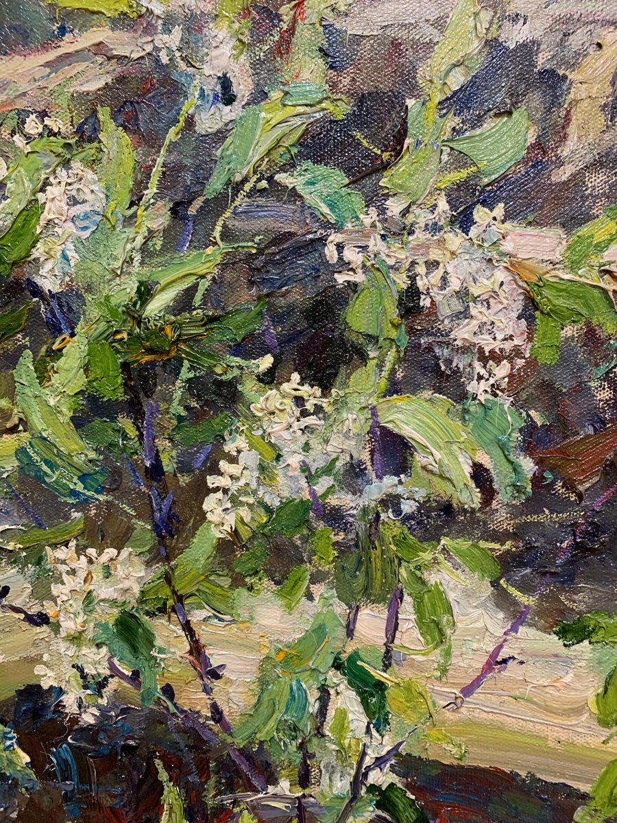 Georgij Moroz, Wild Cherry Blossom Flowers, Oil on Canvas, 1994