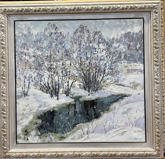 Georgij Moroz, Winter Stream, Oil Painting, 2005, Framed