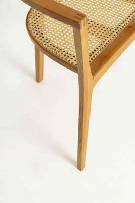 German 3-Legged Wood and Cane Chair by Xaver Seemüller-UQV-1316985