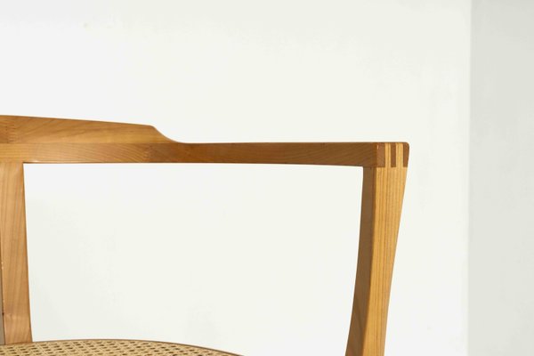 German 3-Legged Wood and Cane Chair by Xaver Seemüller-UQV-1316985