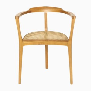 German 3-Legged Wood and Cane Chair by Xaver Seemüller-UQV-1316985