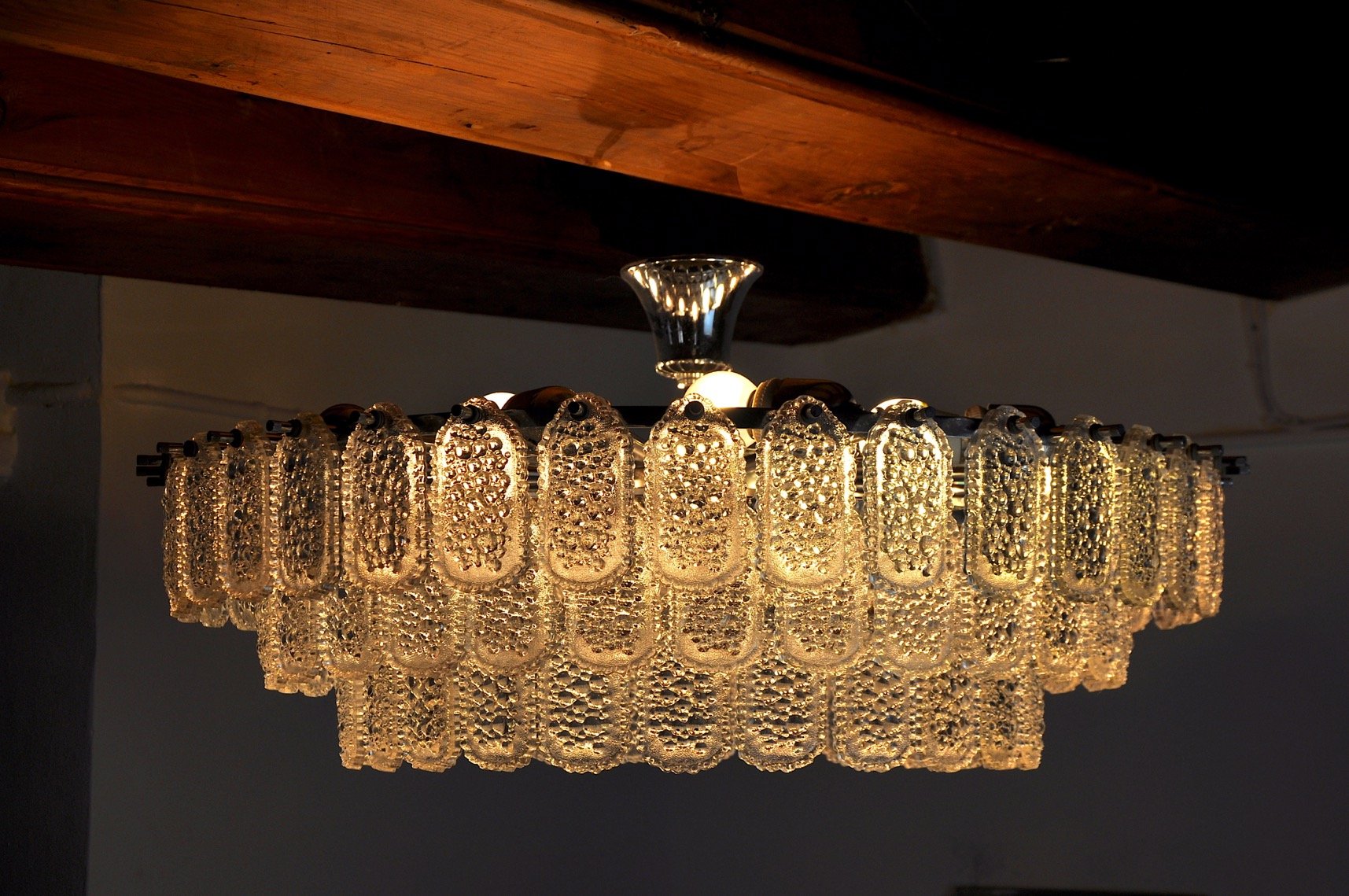 German 3 Tiers Crystals Chandelier from Kinkeldey, 1970