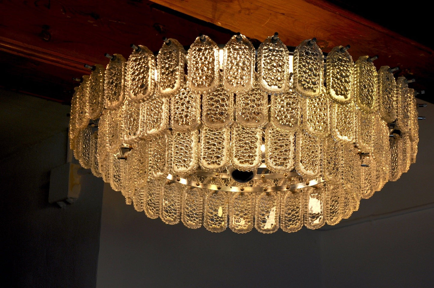 German 3 Tiers Crystals Chandelier from Kinkeldey, 1970