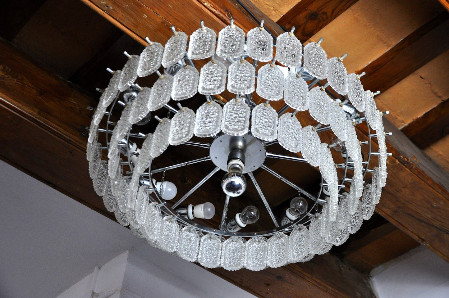 German 3 Tiers Crystals Chandelier from Kinkeldey, 1970