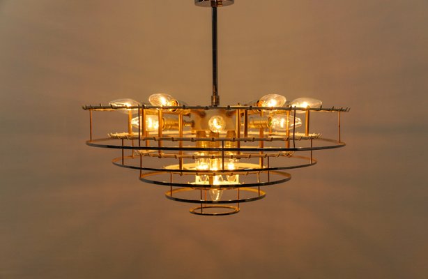 German 5-Tiered Ice Glass Chandelier from Doria Leuchten, 1960s-KQB-2031602