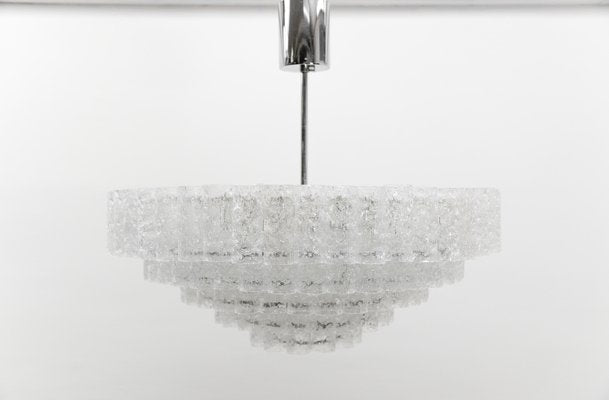 German 5-Tiered Ice Glass Chandelier from Doria Leuchten, 1960s-KQB-2031602