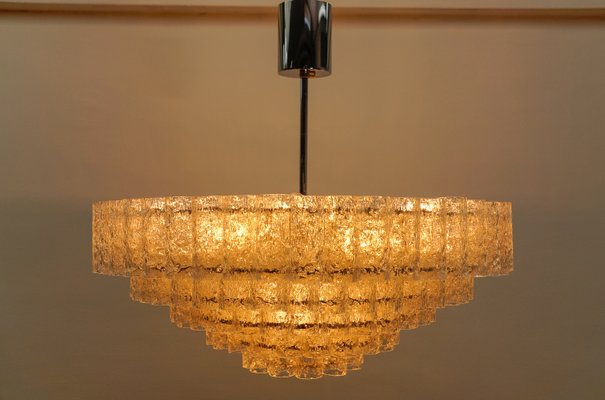 German 5-Tiered Ice Glass Chandelier from Doria Leuchten, 1960s-KQB-2031602