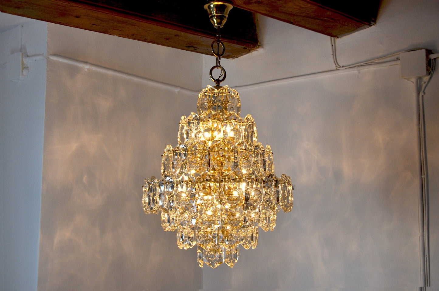 German 7-Tier Chandelier from Kinkeldey, 1970s