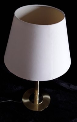 German Adjustable Reading Lamp with Brass Frame, Double Joint & Beige Fabric Shade from Honsel, 1980s-HOI-1299558