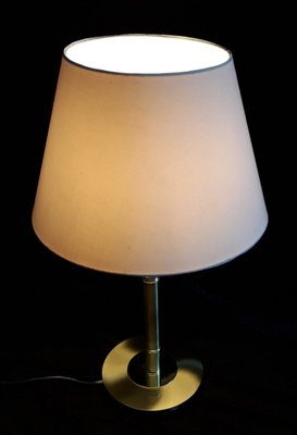 German Adjustable Reading Lamp with Brass Frame, Double Joint & Beige Fabric Shade from Honsel, 1980s-HOI-1299558