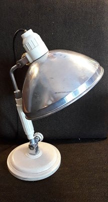 German Art Deco Adjustable Desk Lamp with Cream Bakelite Base, Nickel-Plated Mount & Aluminum Shade from Junolux, 1930s-HOI-1299415