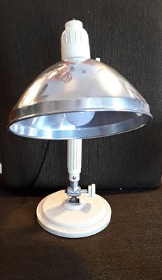 German Art Deco Adjustable Desk Lamp with Cream Bakelite Base, Nickel-Plated Mount & Aluminum Shade from Junolux, 1930s-HOI-1299415