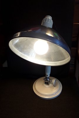 German Art Deco Adjustable Desk Lamp with Cream Bakelite Base, Nickel-Plated Mount & Aluminum Shade from Junolux, 1930s-HOI-1299415