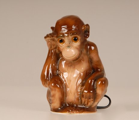 German Art Deco Animal Figural Monkey Perfume Lamp and Table Lamp with Glass Eyes-GOE-952269