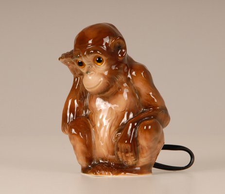 German Art Deco Animal Figural Monkey Perfume Lamp and Table Lamp with Glass Eyes-GOE-952269