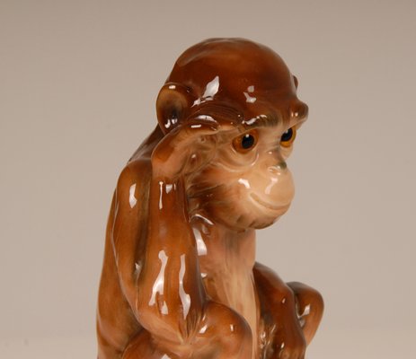 German Art Deco Animal Figural Monkey Perfume Lamp and Table Lamp with Glass Eyes-GOE-952269