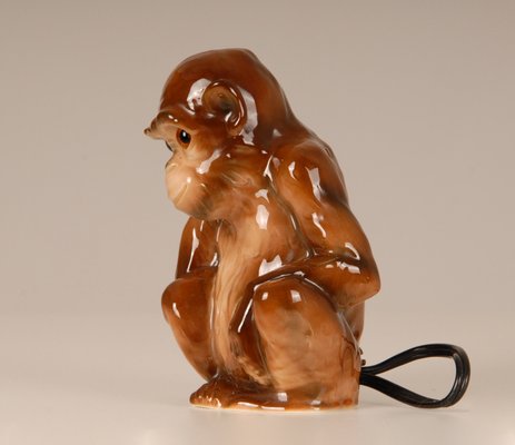 German Art Deco Animal Figural Monkey Perfume Lamp and Table Lamp with Glass Eyes-GOE-952269