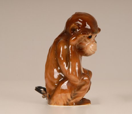 German Art Deco Animal Figural Monkey Perfume Lamp and Table Lamp with Glass Eyes-GOE-952269