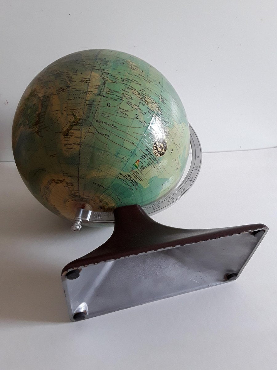 German Art Deco Brown Lacquered Aluminium Globe from JRO-Verlag, 1930s