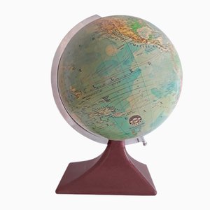 German Art Deco Brown Lacquered Aluminium Globe from JRO-Verlag, 1930s-HOI-694906