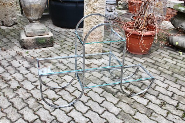 German Art Deco Chromed Metal Glass Book Stand or Flower Stand, 1930s-NB-1071276