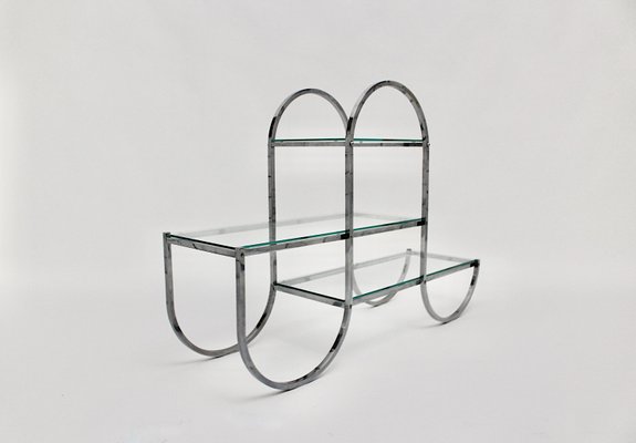 German Art Deco Chromed Metal Glass Book Stand or Flower Stand, 1930s-NB-1071276