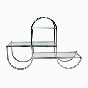 German Art Deco Chromed Metal Glass Book Stand or Flower Stand, 1930s-NB-1071276