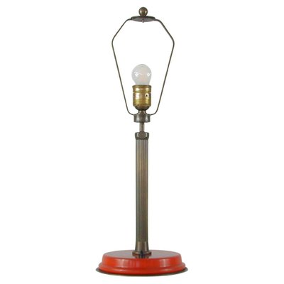 German Art Deco Height Adjustable Bronzed Brass and Bakelite Table Lamp, 1930s-OE-1209945