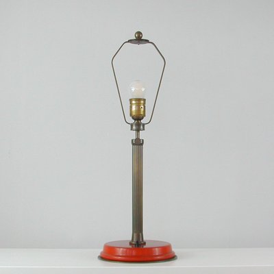 German Art Deco Height Adjustable Bronzed Brass and Bakelite Table Lamp, 1930s-OE-1209945