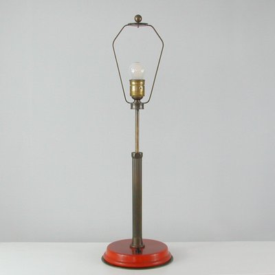 German Art Deco Height Adjustable Bronzed Brass and Bakelite Table Lamp, 1930s-OE-1209945